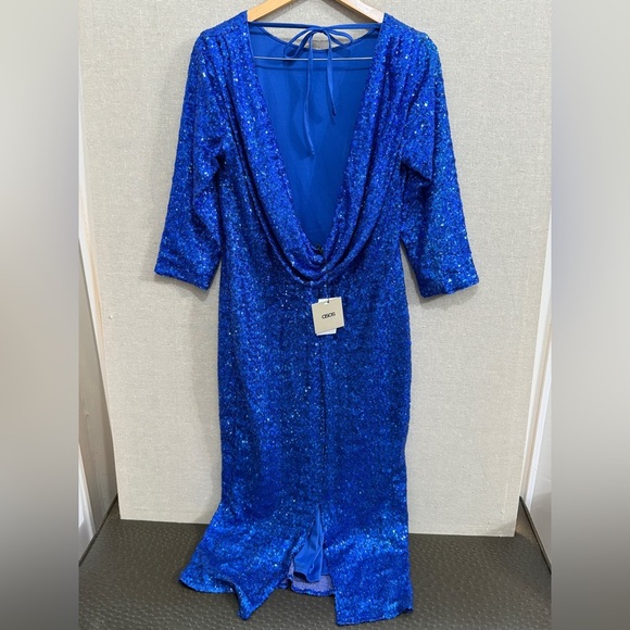 ASOS Blue Sequin Midi Dress - Picture 8 of 15